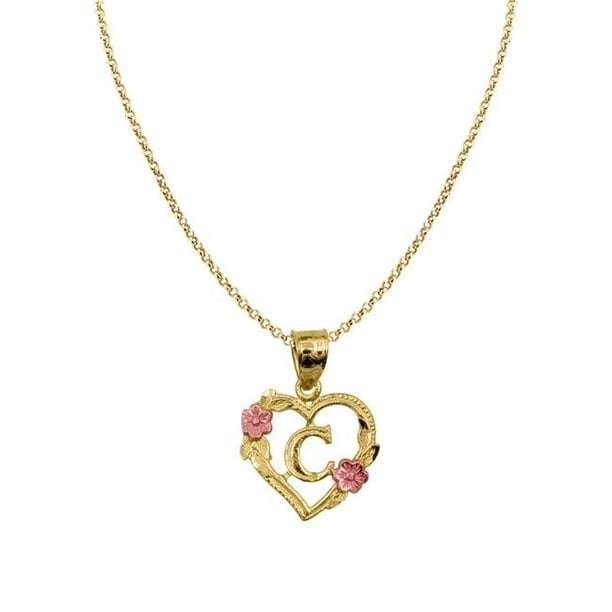 The World Jewelry Center 14k Yellow Gold Double Heart Pendant with 1.2mm Cable Chain Necklace 